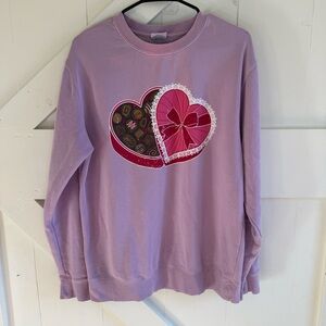 Living Fully Co. Lavender Valentine Sweatshirt Medium